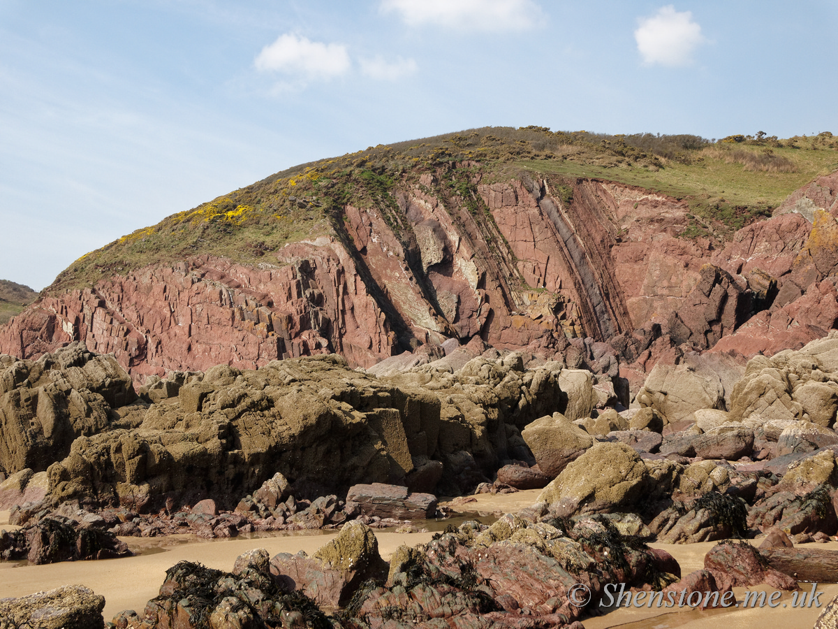 Moor Cliffs formation, Presipe Bay, Manorbier, Pembrokeshire, Wales