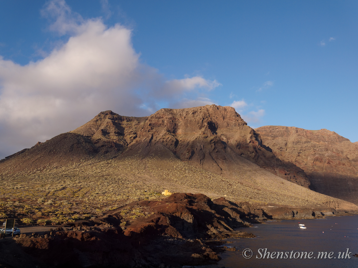 Punta de Teno Cinder Cone (foreground) and top, and basalt lava flows coming down the left