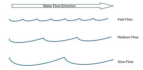 Scallops as a flow speed indicator 