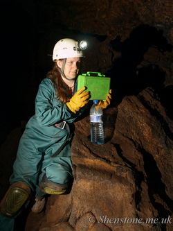 Andy Morse using a DistoX cave surveying device